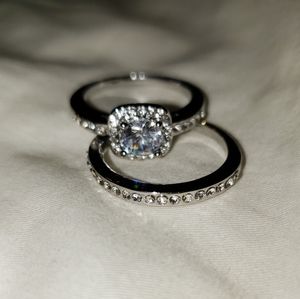 White Sapphire Wedding Set Silver